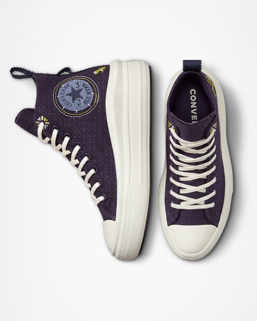 Zapatos Plataforma Converse Chuck Taylor All Star Move Autumn Embroidery Altas Mujer Moradas | PE 08472P